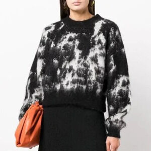 NWOT RODEBJER Ray Knitted Crew Neck Sweater Pullover Black White Designer XS